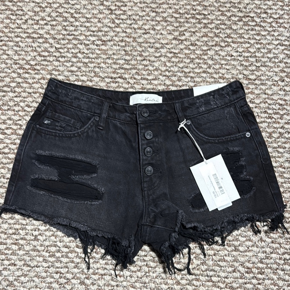 KanCan Black Distressed Jean Shorts